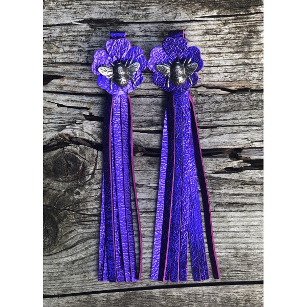 Tassel Envy Flower Tassels - Purple Metallic Leath...